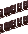Heavy Duty Steel Angle Corner Brace L Shaped Reinforcement Fastener Plate 80 By 40 By 75mm Powder Coated Rust Resistant Woodworking Hardware Ten Pack in brown finish.
