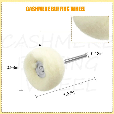 Cashmere Polishing Buffing Wheel Set For Rotary Tool One Eighth Inch Shank Jewelry Silver Watch Polishing Kit close-up