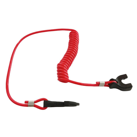 Boat Ignition Key Switch With Safety Lanyard Assembly featuring red coiled lanyard for OMC Johnson Evinrude outboard motors
