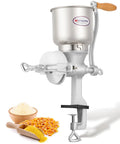Cast Iron Manual Grain Mill Hand Grinder With Large Hopper For Corn Barley Wheat Berries Coffee Chickpeas Pepper Dried Beans Seeds And Home Brewing For Coarse And Uniform Grains showing side view