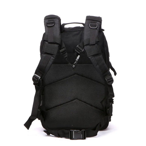 Back view of All Day Ready 45L Nylon Waterproof Tactical Backpack showing padded straps and durable military style design.