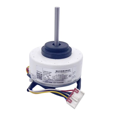 Drop-In DC Brushless Fan Motor for Midea Inverter Air Conditioners, 30W Inverter DC Motor Replacement, white casing, wires visible