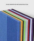 10 Pack Hella Dense Soundproof Acoustic Wall Panels With Peel And Stick Backing 19 Inch colorful polyester fiber tiles stacked for noise reduction