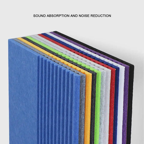 10 Pack Hella Dense Soundproof Acoustic Wall Panels With Peel And Stick Backing 19 Inch colorful polyester fiber tiles stacked for noise reduction