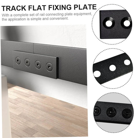 Barn Door Track Connecting Brace Set With Flat Fixing Plates Four Hole Mending Plates For Seamless Track Connection Easy Install Durable Repair Connector For Smooth And Reliable Sliding Hardware.