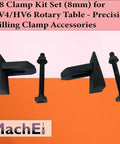 8mm Clamp Kit Set For HV4 And HV6 Rotary Tables Tool Steel Build Heavy Duty Workholding Pack shown on a flat surface