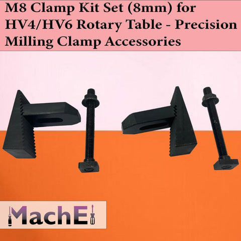 8mm Clamp Kit Set For HV4 And HV6 Rotary Tables Tool Steel Build Heavy Duty Workholding Pack shown on a flat surface