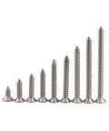 Image of Heavy Duty Stainless Steel Flat Head Tapping Wood Screws Set 60mm Long Countersunk Self Tapping Screws M4 To M8 10 Pieces