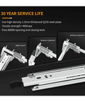 Heavy Duty Drawer Runners With Lock, Full Extension Ball Bearing Slides, 68Kg Capacity, detailed dimensions and measurements