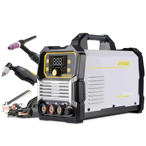 Side view of 6 In 1 Welding Machine With Plasma Cutter And TIG Capabilities, Pulse TIG Lift TIG Stick Spot Weld And Cut, 110V/220V Dual Voltage.