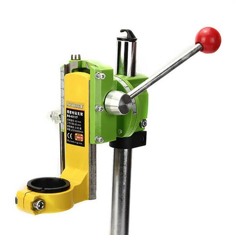 Beefy Heavy Duty Floor Drill Press Stand Table For Precision Drilling Workbench Clamp Kit with metal handle and yellow bracket
