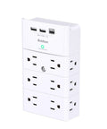12 Outlet Surge Protector Wall Mount Power Strip with 3 USB Ports including 1 USB C, 4 Sided Outlet Extender for home office, white