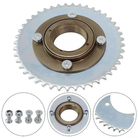 Rear Wheel 44T T8F Sprocket Chain Drive Gear With Freewheel Adapter For Electric Scooter Steel And Aluminum Alloy 4 Hole Mount 34mm