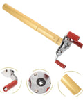 No Sweat Smoke Sensor Removal Tool With Slick Aluminum Extension Pole for ceiling transducer extraction, showing aluminum shaft and red accessories.