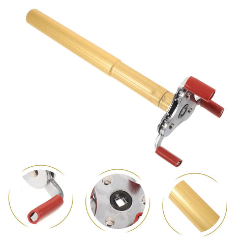 No Sweat Smoke Sensor Removal Tool With Slick Aluminum Extension Pole for ceiling transducer extraction, showing aluminum shaft and red accessories.