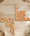 Ornate Corner Router Template Set Two Piece Acrylic Inlay Jig Kit With Precision Tracing Stencil Guide for precise woodcraft layouts.