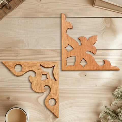 Ornate Corner Router Template Set Two Piece Acrylic Inlay Jig Kit With Precision Tracing Stencil Guide for precise woodcraft layouts.