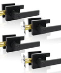 Privacy Door Lever With Lock Matte Black Door Handle Set For Interior Doors Heavy Duty Keyless Locksets Reversible