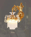 Modern Brass Wall Sconces With Glittering Acrylic Jewel Drops For Bedroom Living Room Hallway Lighting Energy Saving Decor Fixture That Hits Different And Kicks Up Serious Style, 50cm height, 15cm width, elegant design.