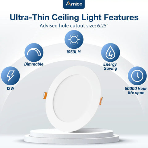 36 Pack 6 Inch Ultra Thin Led Recessed Downlights 5Cct Adjustable Switch 12W Smooth Setup Total Flex For Modern Interiors Featuring Zero Drama Installation And Clean Aesthetics