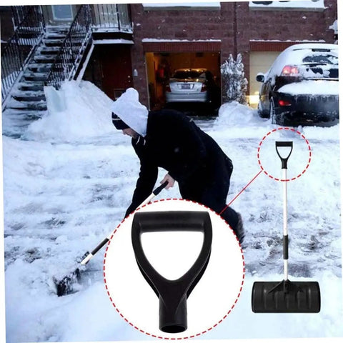 Person shoveling snow with D Shaped Spade Handle Replacement Grip For Shovels Forks And Rakes Black Plastic Garden Tool Grip Upgrade