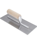 1/8 Inch Square-Notch Wood Flooring Trowel With Wood Handle For Direct Glue-Down Parquet And Engineered Wood Adhesives, Pro Grade Tool