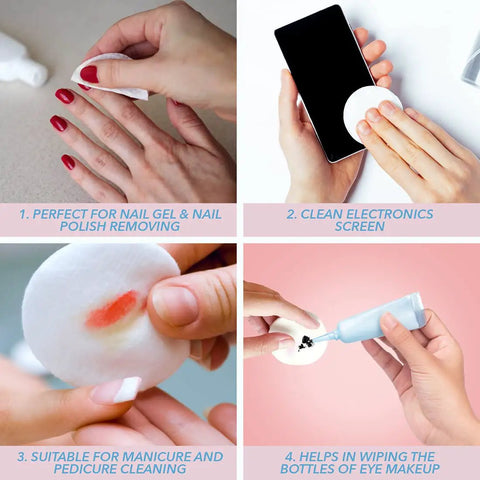 Lint Free Premium Nail Wipes 1.75 Inch Cotton Rounds For Removing Nail Polish, cleaning screens, makeup application, 240 count