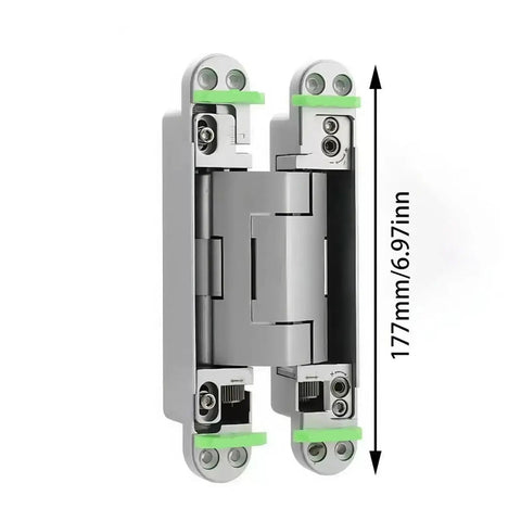 Hella Easy Install Super Smooth Closing Hidden Adjustable Furniture Hinge For Invisible Concealed Door Closer and Folding Cabinet Hardware, view showcasing dimensions and mounts.