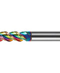 Carbide Square End Mill For Aluminum With Half Inch Diameter And Shank, 3 Inch Overall Length, 3 Flutes, Heavy Duty, DLC Rainbow Coating