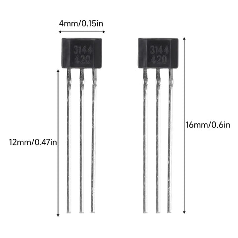 Top Shelf A3144 Hall Effect Sensors 20 Pack 3 Pin Magnetic Detector for Arduino 4mm x 12mm size, compact layout.