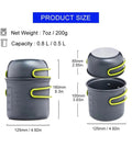 All In One Outdoor Camp Cookware Set With Pot And Tableware For Hiking Picnics Travel And Camping Lightweight Compact Durable Green Dishes Kit dimensions