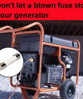 Portable generator with inset of fuse, showcasing Generator Fuse Replacements 6.3A 250VAC 5x20mm 6 Pack for 10000005117 Model.