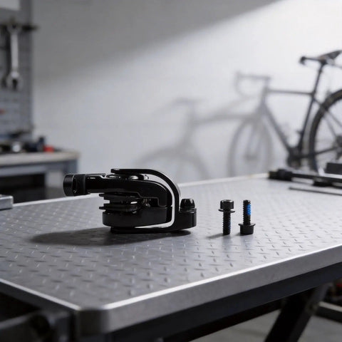 Heavy Duty Mechanical Disc Brakes For Mountain And Road Bikes With Dual Piston Caliper Reinforced Aluminum Frame on worktable with screws.