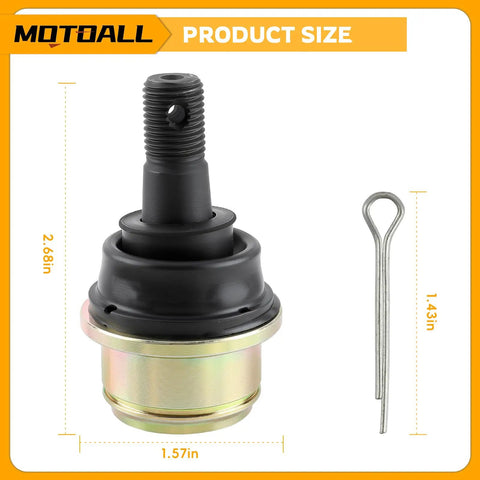 Honda TRX300FW Ball Joints Upper Or Lower M12x1.25 For Fourtrax 300 4x4 1988 To 2000 Pack Of 4 With Castle Nut Pin And Snap Ring Replacement Parts Beefed Up For Easy Install. black steel ball joint with pin, 2.68in high