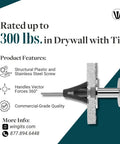 Master Anchor Super Duty Drywall Fasteners Kit With Stainless Steel Screws 10 By 32 Inch Bulk Pack Of 100 in wall cross-section