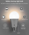 Rechargeable LED Light Bulb With Battery Backup And Remote Control For Home Power Outages Camping And Outdoor Activities Dimmable 7W 600LM Soft White