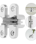 Hidden Hinges For Wooden And Cabinet Doors Built Tough Zinc Alloy And Stainless Steel Cross Hinge For Smooth Quiet Close