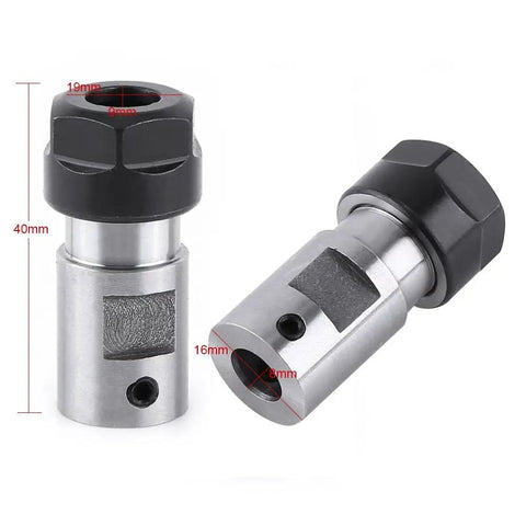 Collet Chuck Motor Shaft Spindle Adapter for CNC Milling 8mm Shank 0.31 Inch Inner shown with dimensions and clamping nut