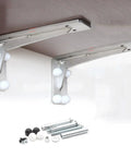 Heavy Duty Stainless Steel Countertop Brackets Built Tough As Nails For Wall Mount Floating L Shape Shelving with hardware accessories.