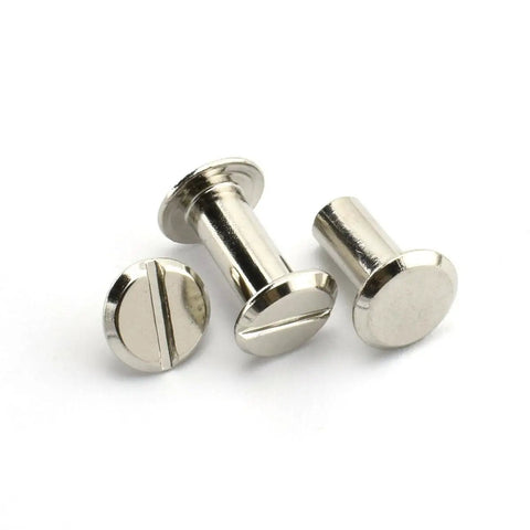 Killer Chicago Screw Kit 60 Pack 1/2 Inch Silver Nickel Coated Tough As Nails Rivet Studs for leathercraft and DIY arts.
