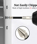 Top Tier Magnetic Drill Bit Kit With Shockproof S2 Alloy Steel Screwdriver Bits And Non Slip Hex Shank For High Torque Impact Driver Jobs And Heavy Duty Electric Drills That Hold Screws Tight During Any Tough Project. S2 steel bit driving screws into metal panel