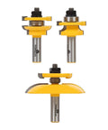 Raised Panel Cabinet Door Router Bit Set With Three Bits Round Over One Half Inch Shank For Rail And Stile Frames And Center Panels