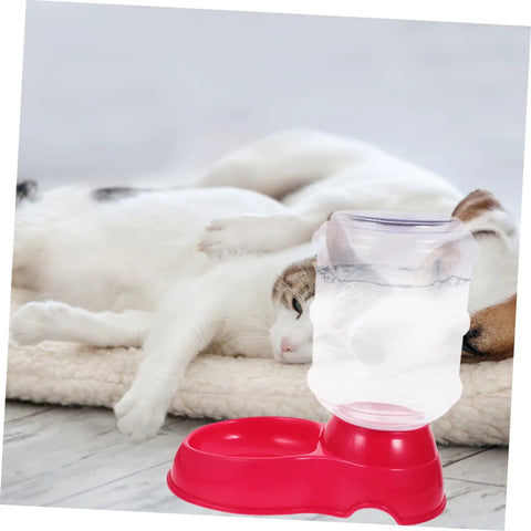 Chill Out As Your Furry Buddies Chow Down On This Pink 3.5L Automatic Pet Feeder And Water Bowl Station Featuring A Tight Leak Proof Cap And Grippy Non Slip Bottom.
