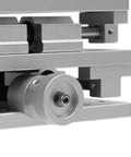 Close-up of Pro Grade 2D 2 Axis Laser Marker Stand with XY Positioning and polished lifting platform.