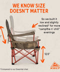 Lowdown Chair With Durable Bungee Cord Build In Beluga Color For Outdoor Concerts Sidelines And Lounging At Home One Foot Off The Ground Slight Recline Pet And Kid Friendly Built To Last, side view comparison with Essential chair emphasizing height and recline