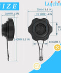 Fuel Tank Cap Replacement For Lawn Mower Fits Briggs And Stratton Toro Craftsman M230 M110 Gas Cap Replacement Durable Locking Design Weather Resistant And Easy To Install Replaces 84004416 597414 shown with dimensions.
