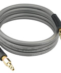 Gray Hybrid Air Hose 1/4 Inch By 50 Feet, 300 PSI, Heavy Duty And Lightweight, Kink Resistant, with industrial fittings and bend restrictors