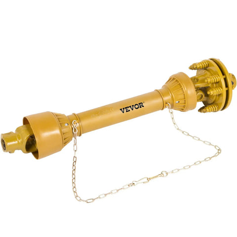 Badass Heavy Duty Series Four PTO Shaft 1-3/8 Inch Six Spline Both Ends with chain for farm equipment use.