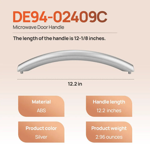 Door Handle Replacement For Microwave Ovens Premium ABS Plastic With Thermal Insulation, Durable Build, And Easy Install, Replaces DE94-02409C And SMH1611SE Models, Twelve And One Eighth Inch Fit For Microwaves, Ideal Kitchen Appliance Repair Part
