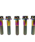 Heavy Duty Aviation Grade Titanium Hex Head Bolts With Dripping Rainbow Pvd Coating M10x1.25x65mm in a pack of five